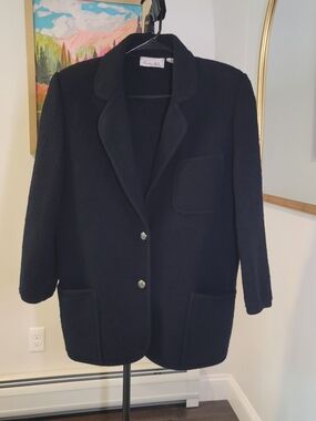 Vintage AUSTIN HILL 100% Boiled Wool Coat Black Women's Size L